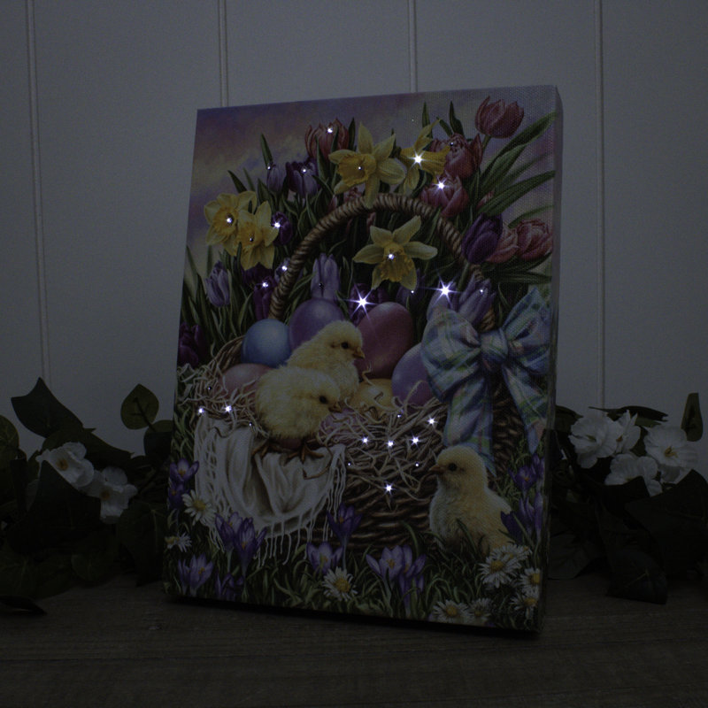 Jovonna - Panier de Pâques avec toile de table éclairée 8 x 6