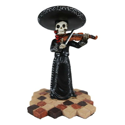 Figurine Ebros Traditional Charro Band, bande de mariachis noirs, joueur de musique, squelette, figurine, jour des morts, musicien, collection Dias De Los Muertos