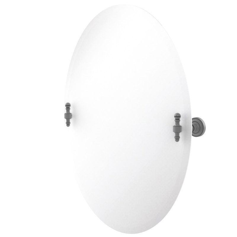 Miroir d’inclinaison ovale 21" x29" Godinez, Gris mat