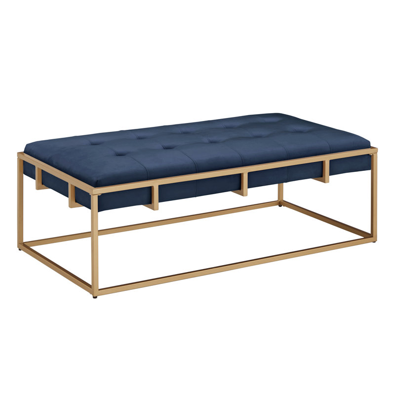 Simmerman Velvet Ottoman, Blue Velvet