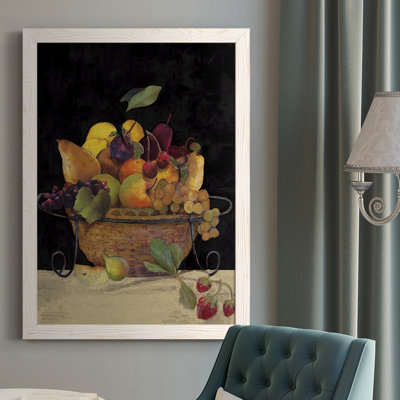 Fruit Basket II Revisit - Matted and Framed Under Acrylic Glass, Large Living Room Wall Art