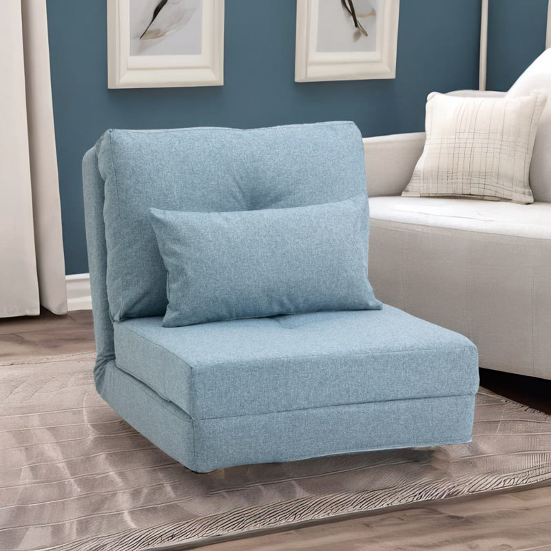 Folding Floor Chair, Blue Linen