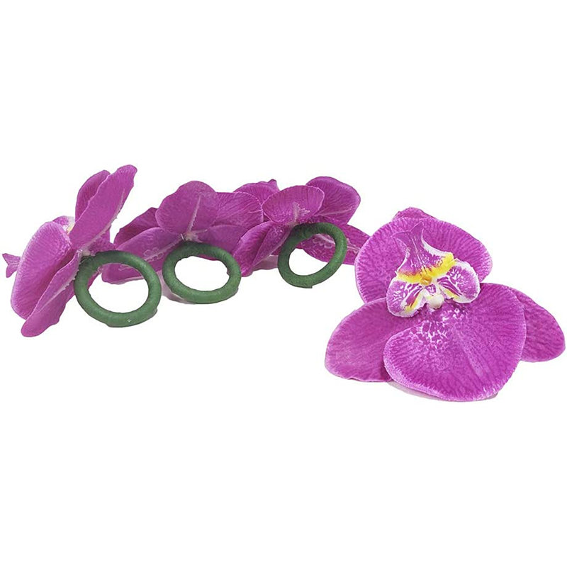 Ensemble de 4 anneaux de serviette décoratifs faits à la main orchidée corail, Mauve