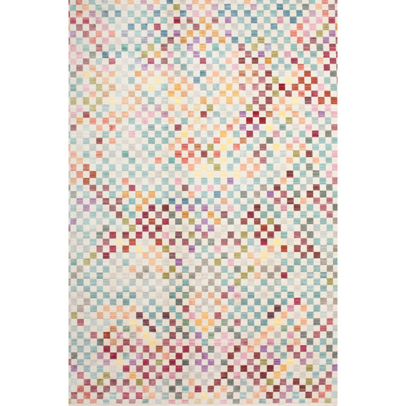 Tapis contemporain bleu / rouge, Rectangle 8 pi x 10 pi