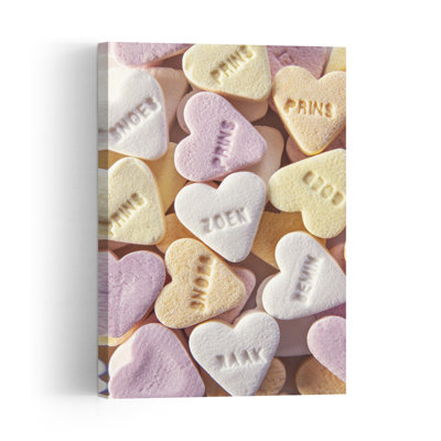 Sweet Pastel Hearts Colorful Romantic Contemporary Wall Art Print by Christa Stroo - Wrapped Canvas Print
