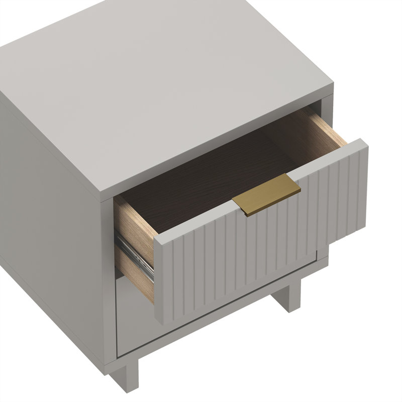 Table de chevet contemporaine en bois massif 18 po Elara, Gris clair