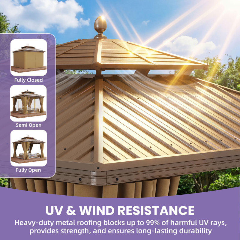 Aluminum Patio Gazebo Permanent Hardtop Gazebos, 10 ft x 10 ft