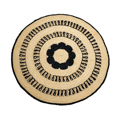 Tapis rond en jute tissé à la main