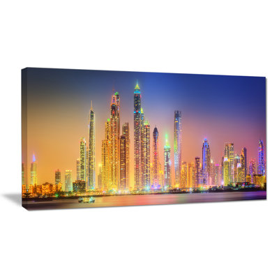 « dubai marina skyscrapers panorama cityscape », art mural sur toile tendue