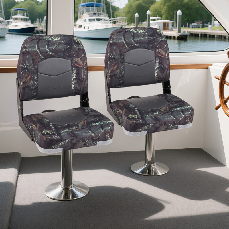  Ensemble de 2 fauteuils de bateau pliables à dossier bas avec charnières en mousse épaisse