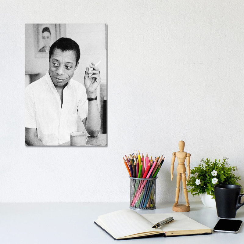 James Baldwin (1924-1987) - Reproduction de photo sur toile tendue, H 12 po x l 8 po x P 0,75 po