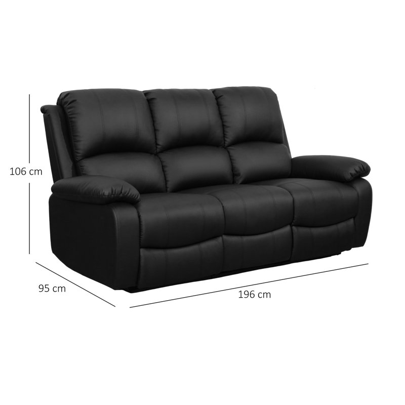 Aija 196cm Wide Faux Leather Standard Recliner, Black