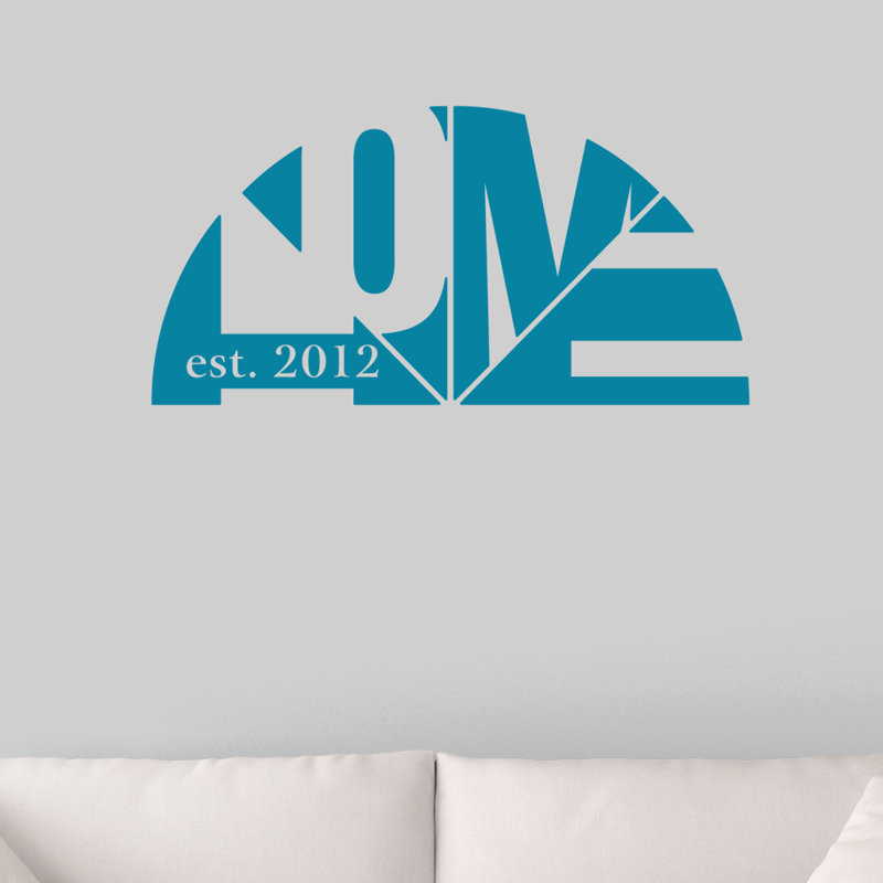 Décalcomanie murale maison personnalisée avec année, Bleu sarcelle, Oui
