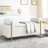 Upholstered Linen Storage Bench With Cylindrical Arms & Strong Wooden Frame - White For Bedroom, Living Room, Hallway Soft Iron Legs-1092778357