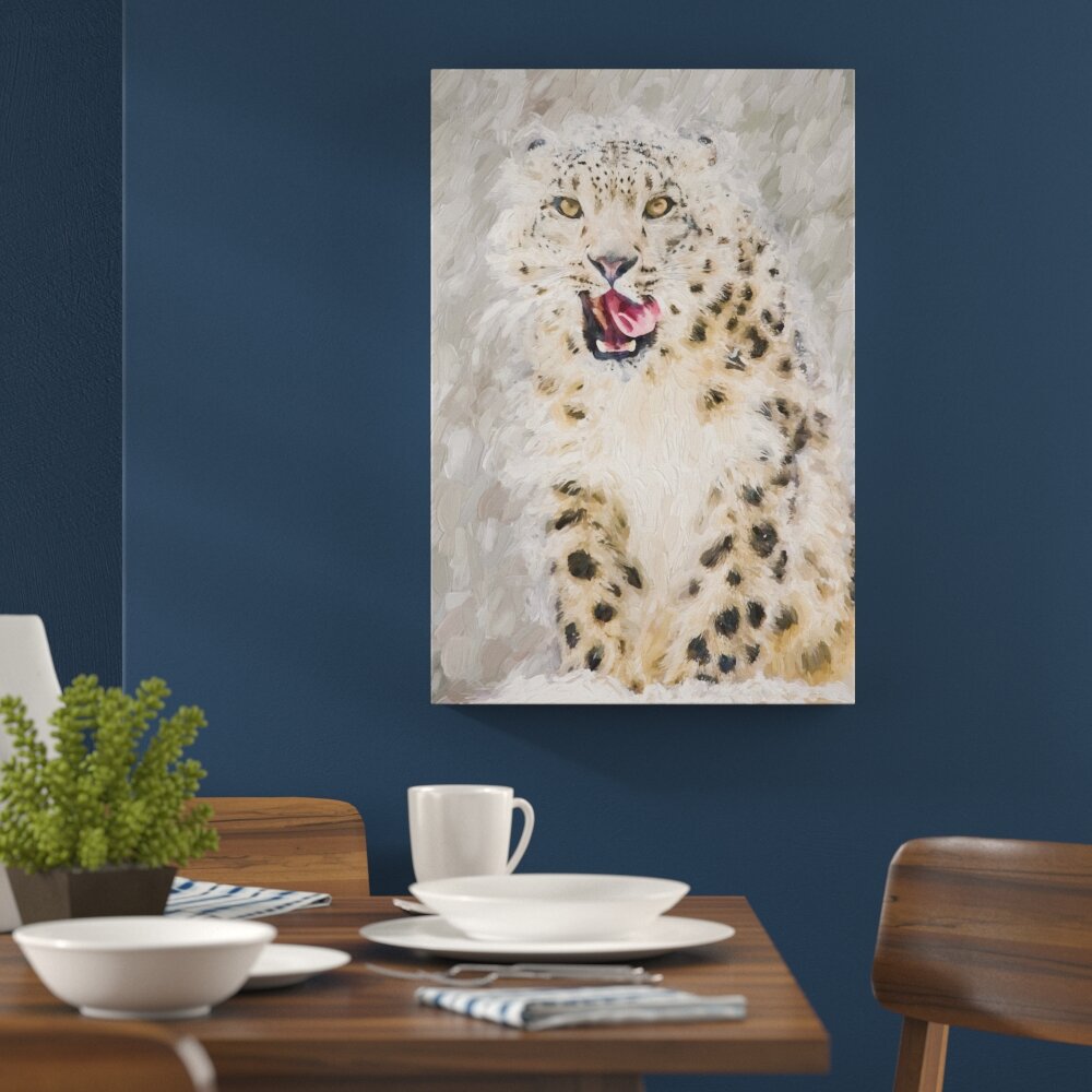 Leinwandbild "Leopard im Schnee", Grafikdruck