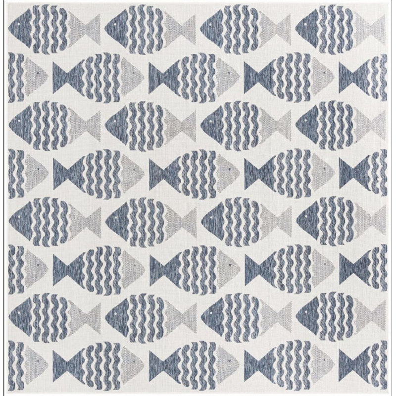 Contemporary Daitzman Area Rug Navy Blue Colour, Square 12'