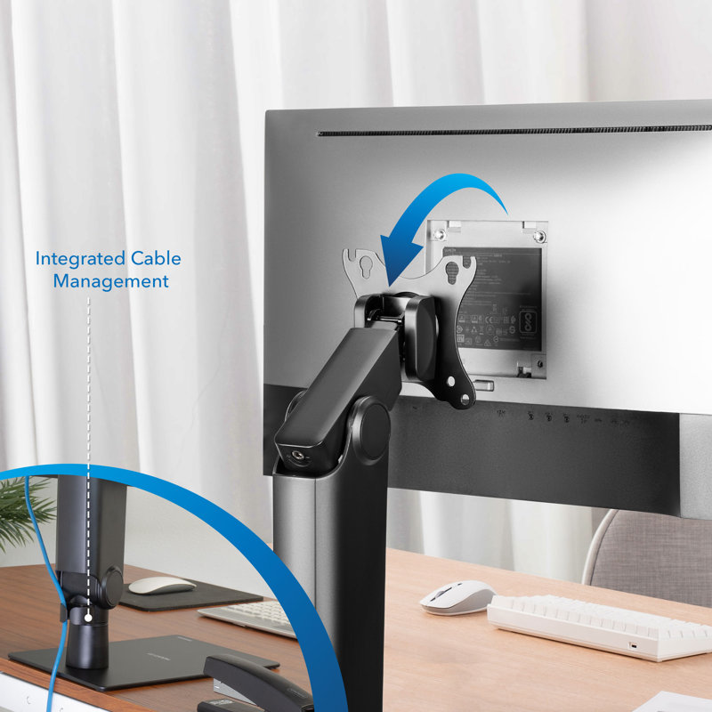 Black Freestanding Adjustable Monitor Stand with Spring Arm