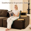 Canapé d'angle modulaire en velours côtelé de 4 pouces, design ergonomique et incurvé, antidérapant et sans assemblage, idéal pour votre salon. Passepoil nacré moderne de 153 pouces. Siège confortable.