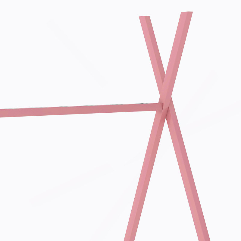 Lit plateforme simple en métal avec structure triangulaire, Rose