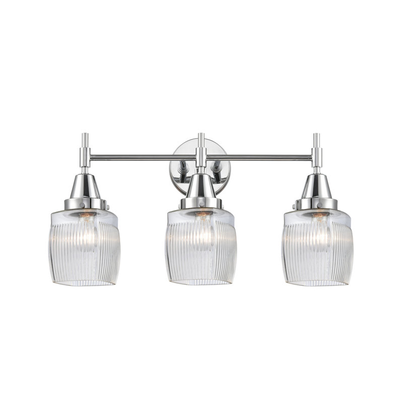 Éclairage pour meuble-lavabo à 3 lumières à intensité variable Gayle, Blanc mat, Chrome poli