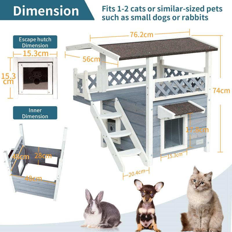 Maison et chat pour l'extérieur Chavie, Gris
