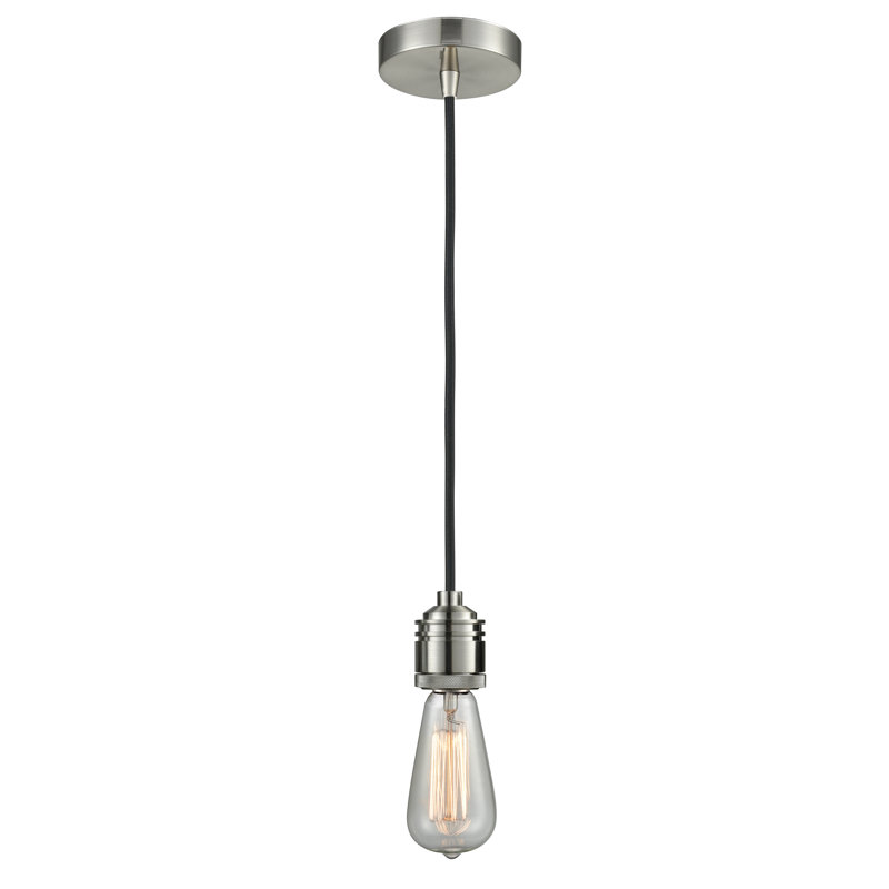 Cecil 1 - Light Single Pendant, Satin Nickel/Black
