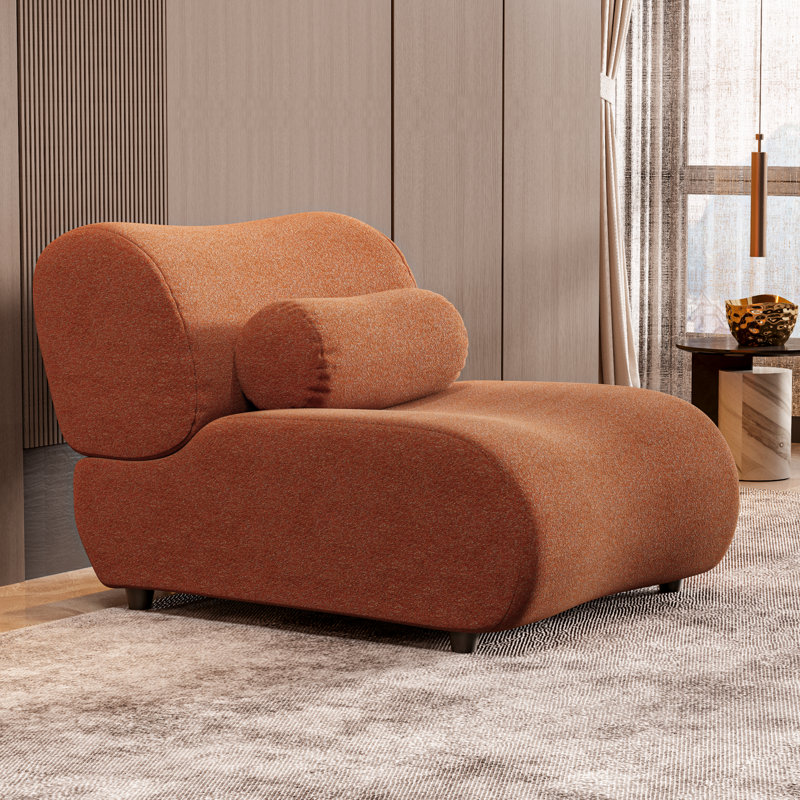 Chaise sans accoudoirs en chenille, Chenille orange