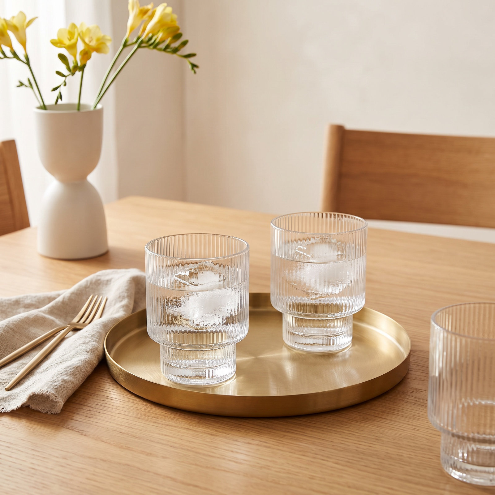 Modulus Vapor Ribbed Drinking Glass
