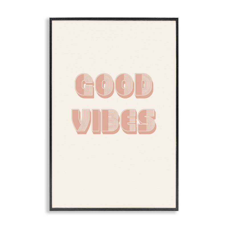 Giclée rétro rétro Good Vibes Peach, par Pooja Dave, H 18 po x l 12 po, Giclée encadrée noir minuit
