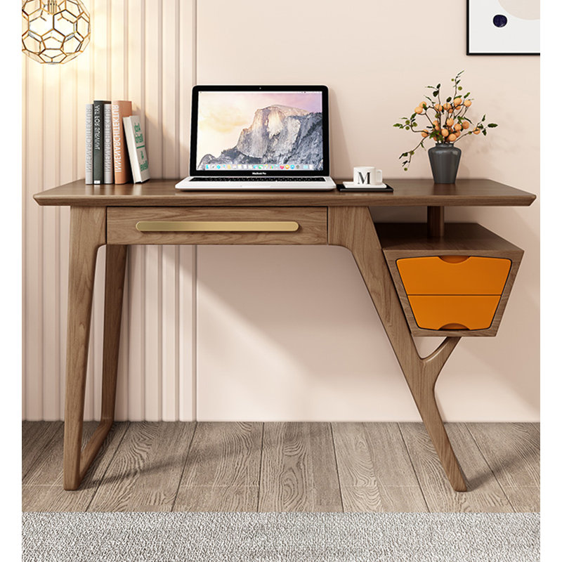 Chic Solid Wood Desk: Modern Contrast & Utility, 29.53" H x 41.34" W x 19.69" D