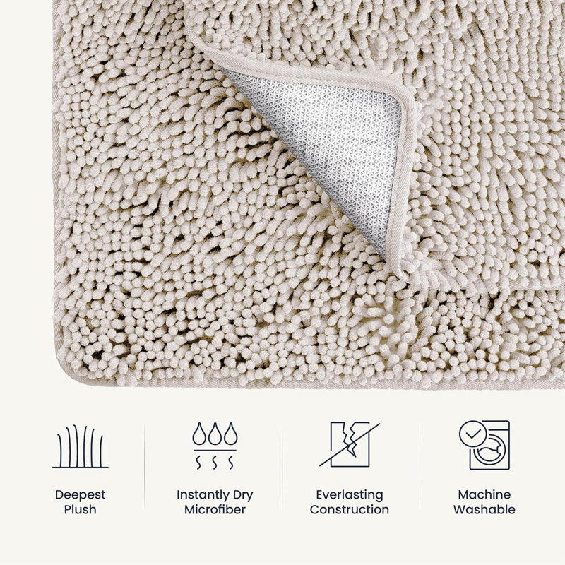 Bathroom Rugs Sets 2 Piece- Plush Bath Mat Set Quick-Dry Soft Chenille Bathroom Mat With Rubber Backing, Absorbent Bathroom Rug Set, Washable Bath Rugs For - Bath Mats 24X17 + 30X20