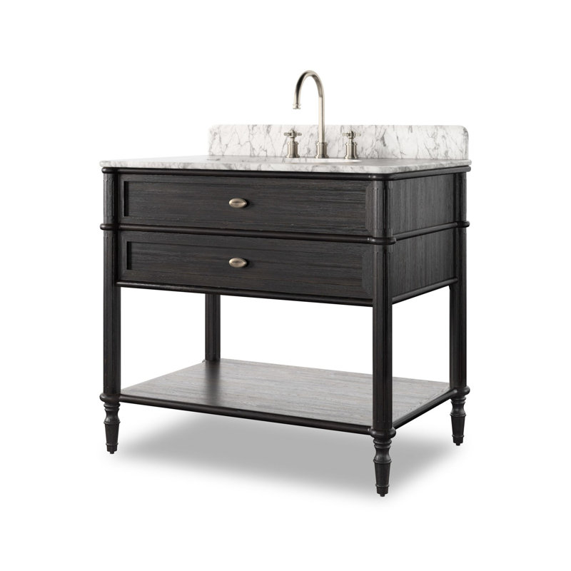 Toulouse Single Vanity-Satin Black Veneer, Satin Black Veneer