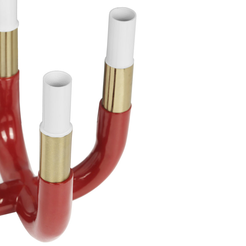 Candelabra, White/Gold/Burgundy