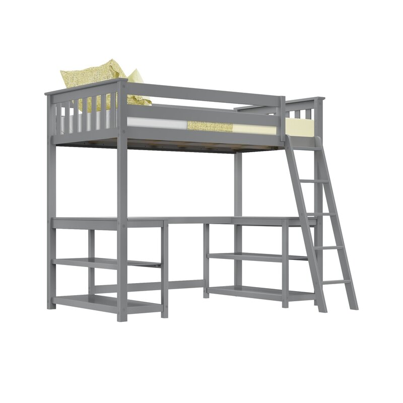 Grovelane Camille Twin Loft Loft Bed with Shelves | Wayfair