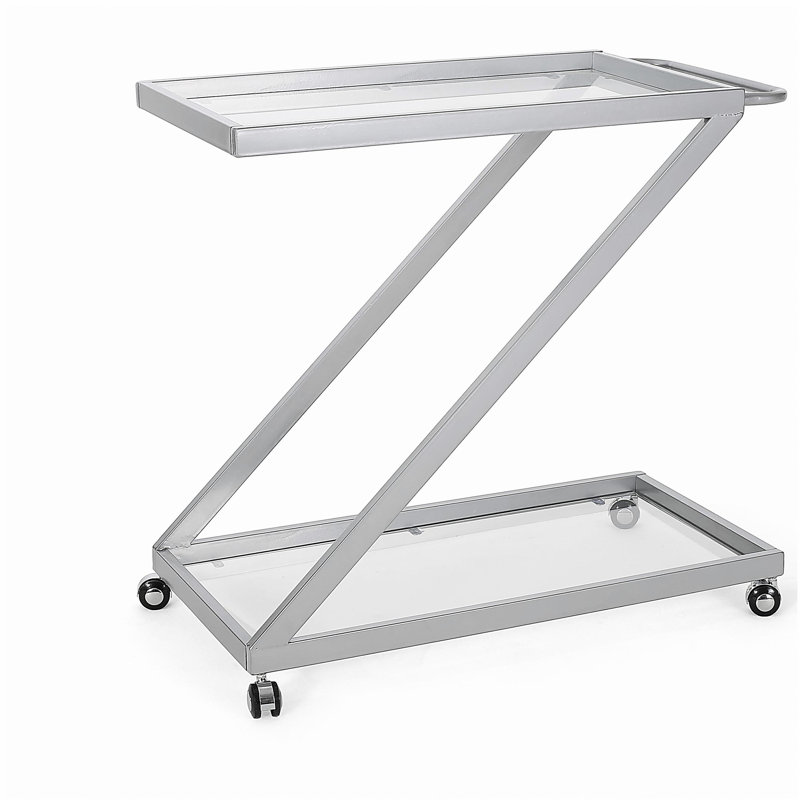 Chariot-bar, base en fer et verre trempé