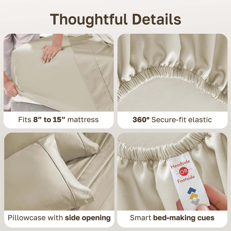 Ensemble de 2 ensembles de draps California, Beige, Twin (Pack of 2)