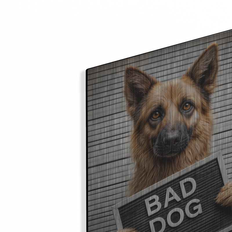 «Bad Dog» par Rey Klimt, art mural en métal, H 16 po x l 12 po