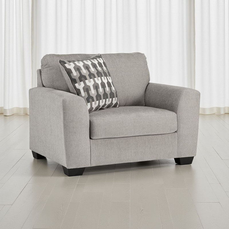 Fauteuil décoratif Delaney, polyester gris flanelle, 1 coussin décoratif, noir