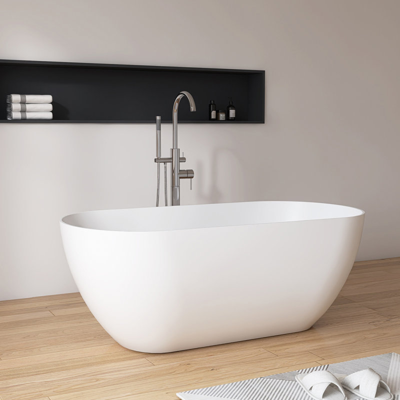 51" x 27" Freestanding Solid Surface  Stone Bathroom Soaking Bathtub