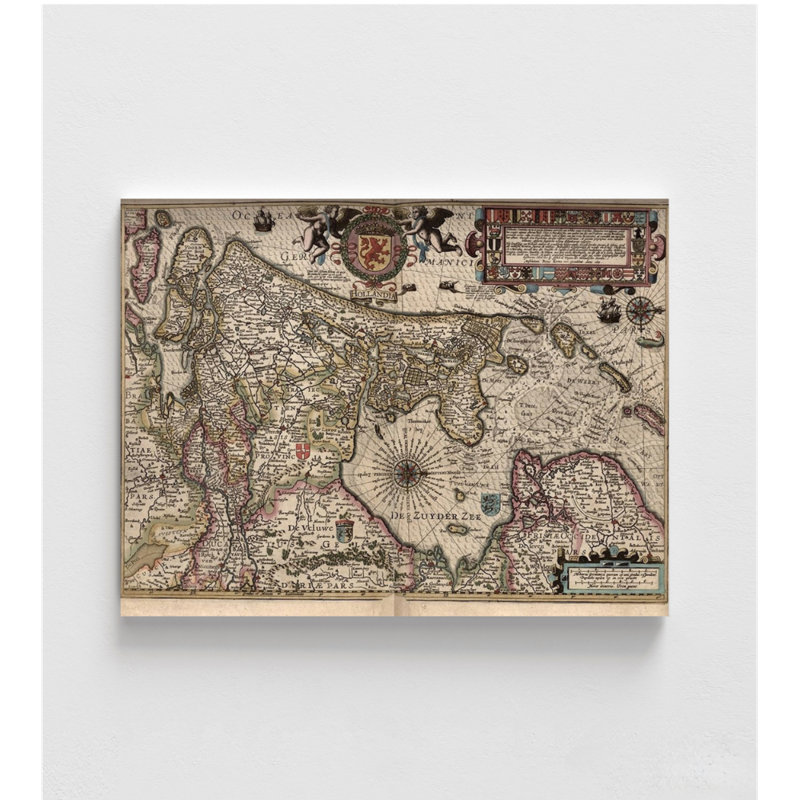 Holland et le Zuider Zee, carte de la Holland, décor de bibliothèque maison rustique, idée de remodelage de salle de bain d'invité, décor de chambre d'invité, petit Studio Art