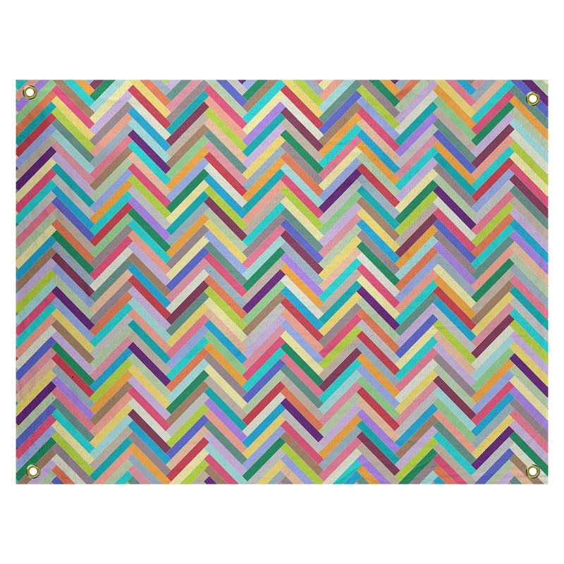 Tapisserie murale chevrons, Arc-en-ciel, H 50 po x l 59 po