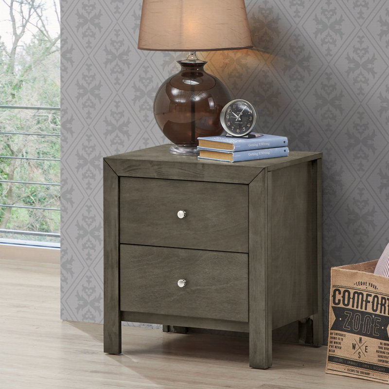 Chic Gray Transitional Nightstand