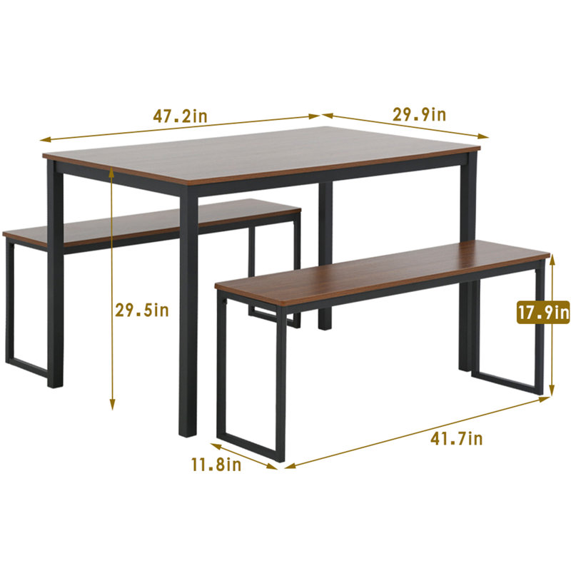 Ensemble de salle à manger 3 pièces Ettamae, Brun