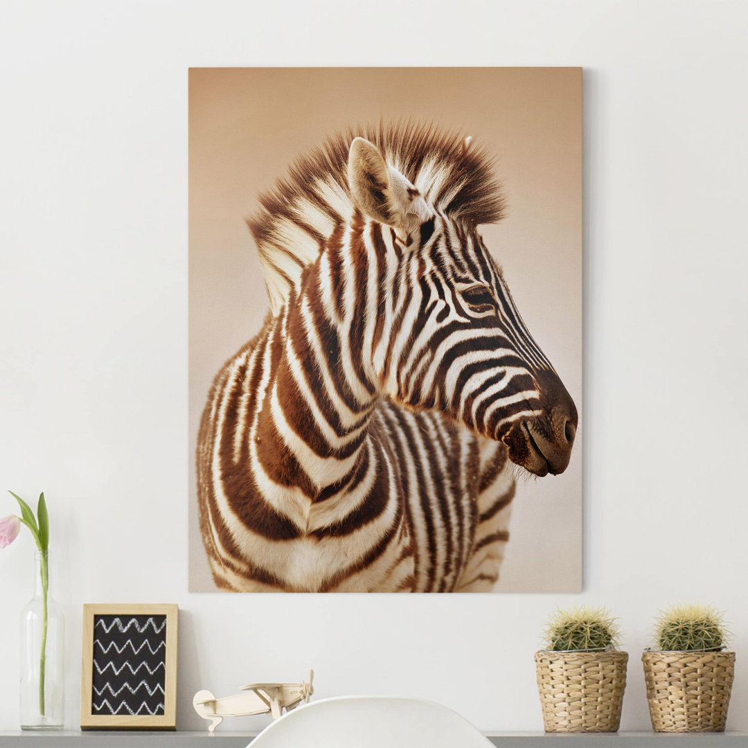 Leinwandbild Baby-Zebra-Portrait