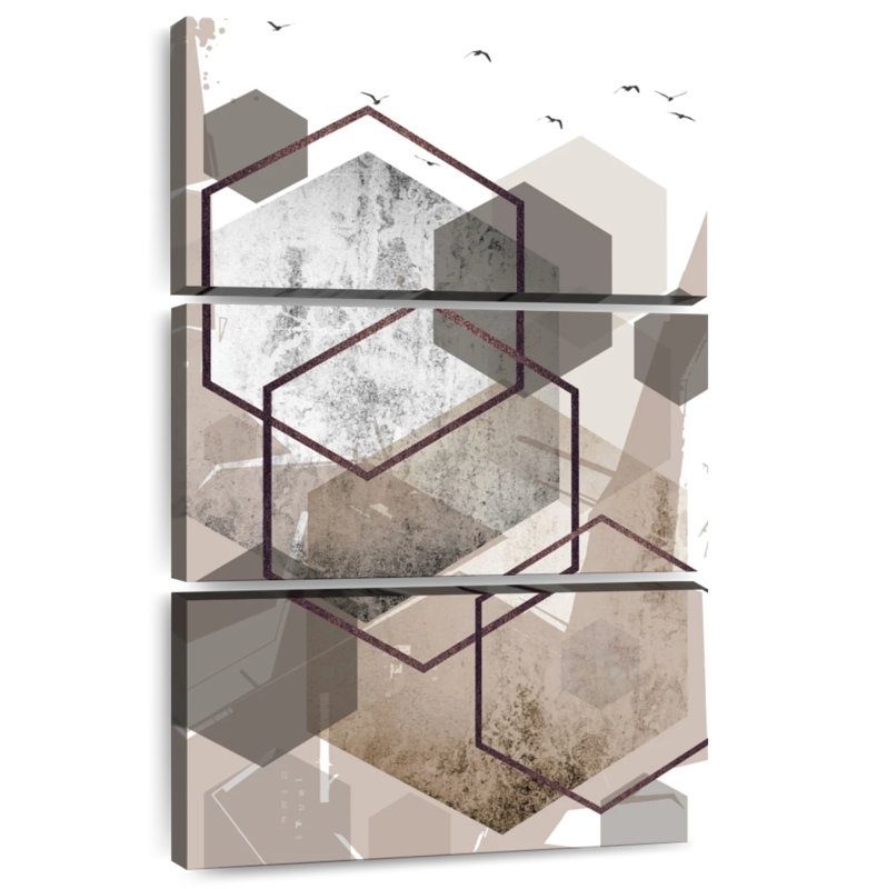 Avery Abstract Hexagons Beige I, 65" H x 42" W
