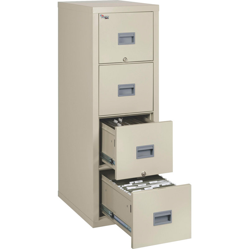 4 - Drawer File Cabinet, Parchment, 52.75'' H X 17.69'' W X 25'' D