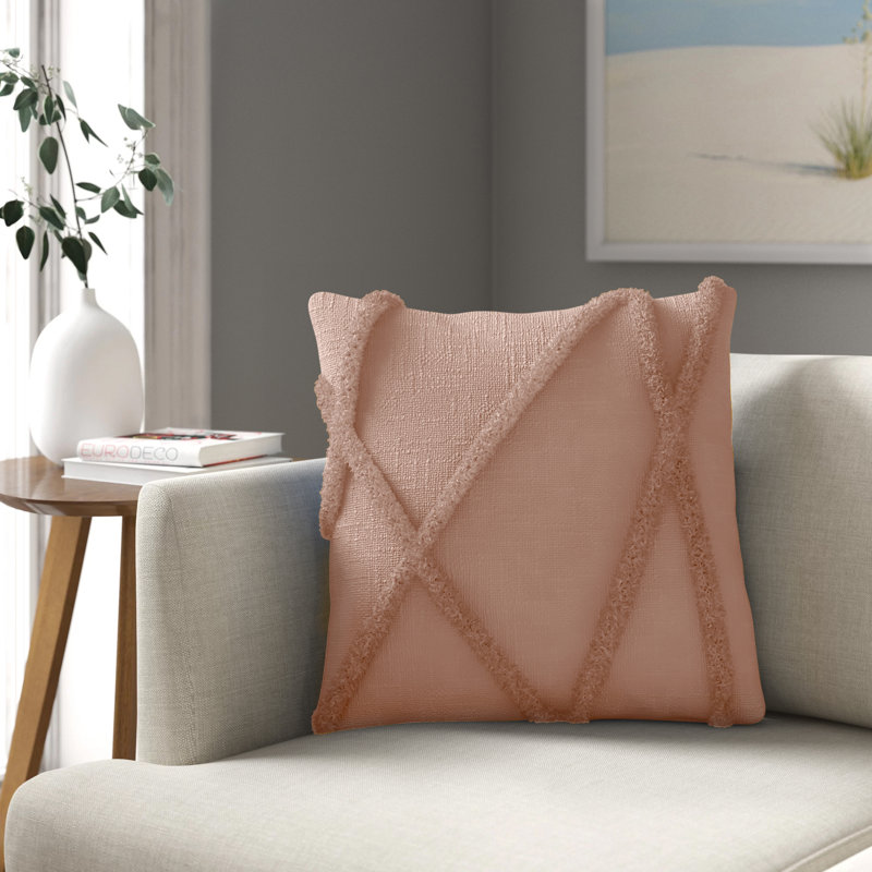 Housse et insert de coussin carré en coton Britney, H 18 po x l 18 po, Rosé, Carrée