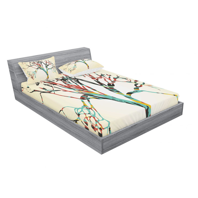 Ensemble de draps rétro, Ensemble de draps pour lit double avec un drap-hou