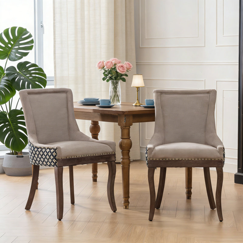 Thickened Fabric Dining Chair, Beige