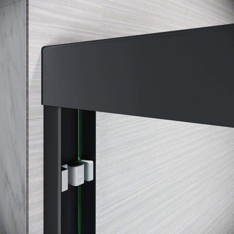 Matte Black Semi-Frameless Sliding Shower Door with Clear Tempered Glass